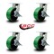 Service Caster 8'' Heavy Duty Green Poly on Cast Iron Swivel Caster Set with Brakes, 4PK CRAN-SCC-KP92S830-PUR-GB-SLB-4 - alternate 3